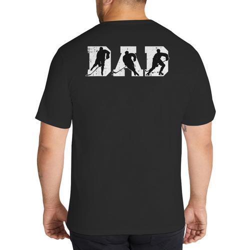 Dad Hockey Fathers Day Cool Sport Player Papa Dada Pops Big And Tall Men's T-Shirt Back Print - Father's Day Fun