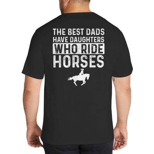 Dad Of Horse Lover Equestrian Horseback Rider Big And Tall Men's T-Shirt Back Print - Father's Day Fun