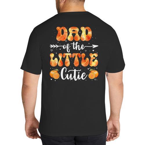 Dad Little Cutie Baby Shower Orange 1st Birthday Party Big And Tall Men's T-Shirt Back Print - Father's Day Fun