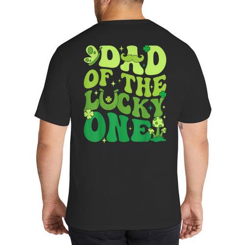 Dad Of The Lucky One Saint Patrick's Day Children Birthday Big And Tall Men's T-Shirt Back Print - Father's Day Fun