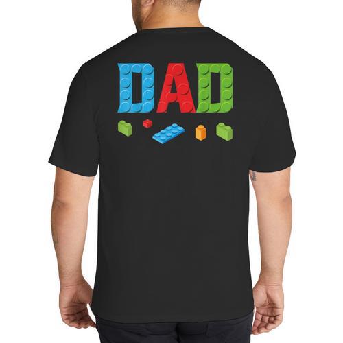 Dad Master Builder Building Bricks Blocks Family Set Parents Small Big And Tall Men's T-Shirt Back Print - Father's Day Fun