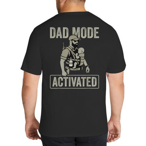 Dad Mode Activated Tactical Baby Carrier Military Father Big And Tall Men's T-Shirt Back Print - Father's Day Fun