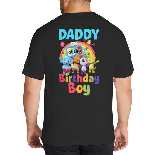 Dad And Mom Daddy Of The Birthday Boy Family Party Decor Big And Tall Men's T-Shirt Back Print - Father's Day Fun