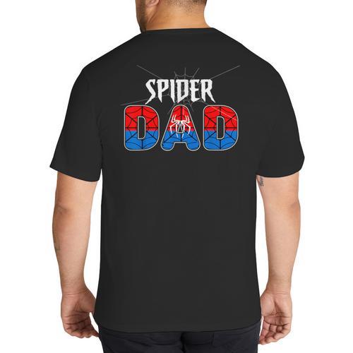 Dad And Mom Spider Family Matching Birthday Halloween Big And Tall Men's T-Shirt Back Print - Father's Day Fun
