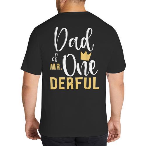 Dad Of Mr Onederful 1st Birthday First One-Derful Matching Big And Tall Men's T-Shirt Back Print - Father's Day Fun