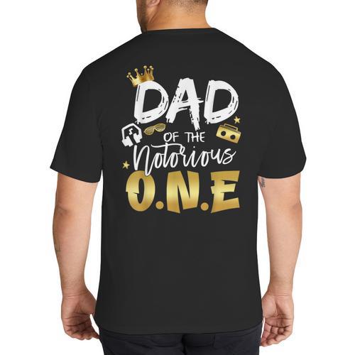 Dad Of The Notorious One Old School 1st Hip Hop Birthday Big And Tall Men's T-Shirt Back Print - Father's Day Fun