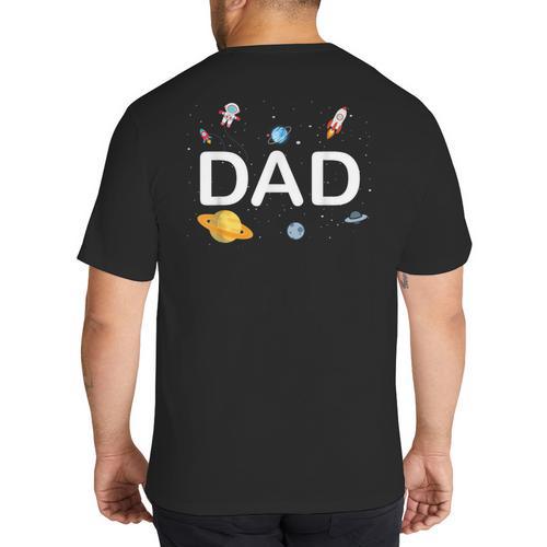 Dad Outer Space Birthday Party Family Boys Girls Big And Tall Men's T-Shirt Back Print - Father's Day Fun