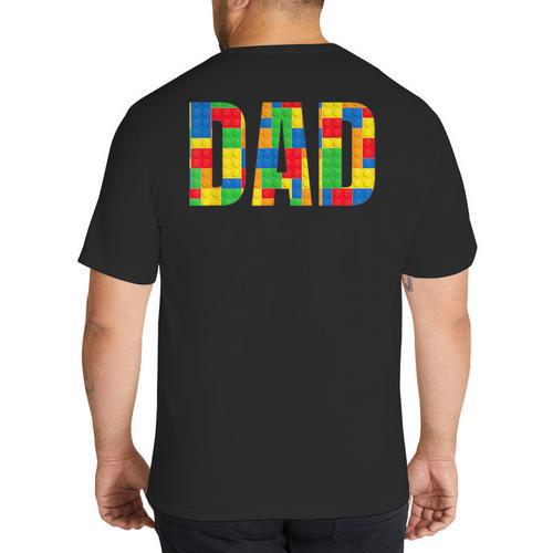 Dad Parent Brick Master Builder Building Blocks Set Family T Big And Tall Men's T-Shirt Back Print - Father's Day Fun