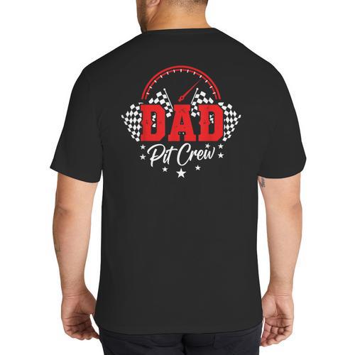 Dad Pit Crew Birthday Party Race Car Racing Family Matching Big And Tall Men's T-Shirt Back Print - Father's Day Fun