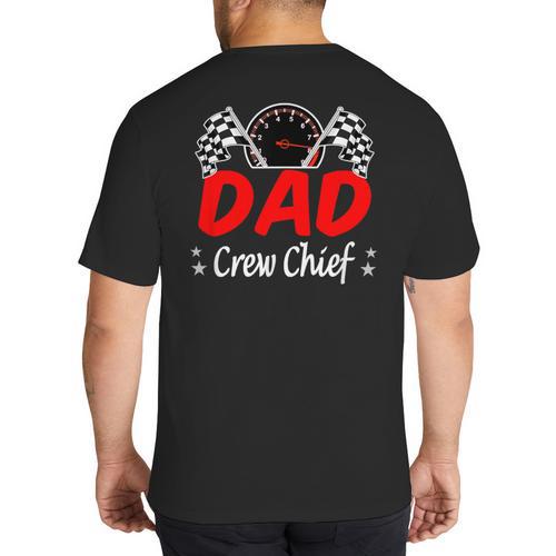Dad Pit Crew Chief Racing Birthday Childs Party Fun Big And Tall Men's T-Shirt Back Print - Father's Day Fun