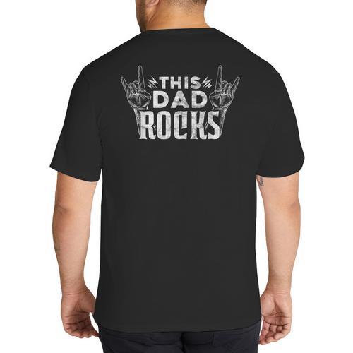 This Dad Rocks Rock n Roll Heavy Metal Fathers Day T-Shirt Big And Tall Men's T-Shirt Back Print - Father's Day Fun