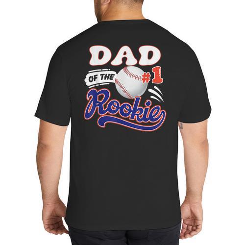 Dad Rookie Of Year 1st Birthday Baseball Theme Matching Big And Tall Men's T-Shirt Back Print - Father's Day Fun