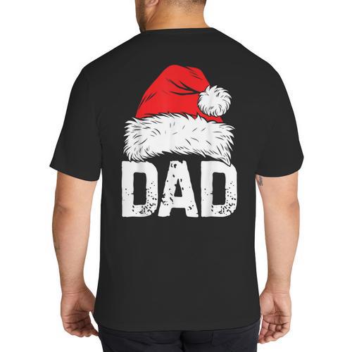 Dad Santa Christmas Family Matching Pajamas Papa Xmas Father Short Sleeve Big And Tall Men's T-Shirt Back Print - Father's Day Fun