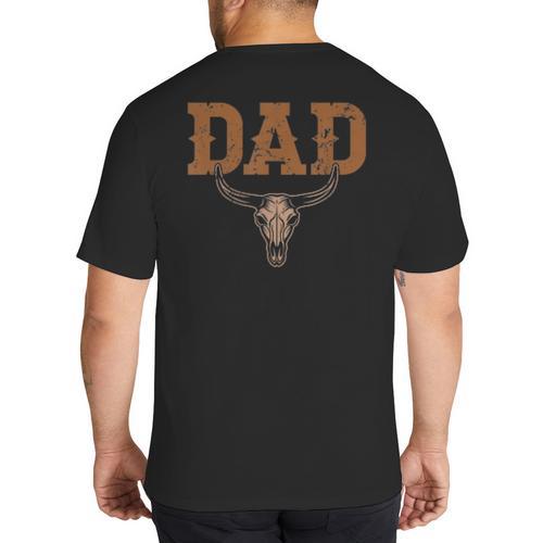 Dad Skull Fathers Day Shirt Western Rodeo Family Matching Big And Tall Men's T-Shirt Back Print - Father's Day Fun