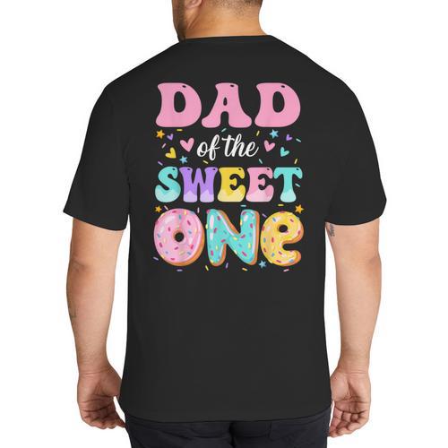 Dad Of The Sweet One 1st Birthday Donut Bday Party Big And Tall Men's T-Shirt Back Print - Father's Day Fun