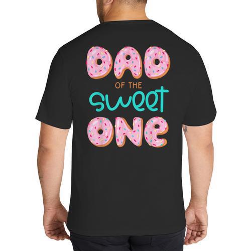 Dad Of Sweet One First Birthday Matching Family Donut Theme Big And Tall Men's T-Shirt Back Print - Father's Day Fun