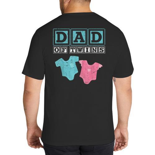 Dad Of Twins Family Daddy Fathers Day Future Parents Big And Tall Men's T-Shirt Back Print - Father's Day Fun