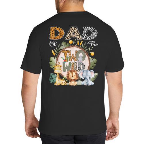 Dad Of The Two Wild Animal Safari 2Nd Birthday Party Big And Tall Men's T-Shirt Back Print - Father's Day Fun