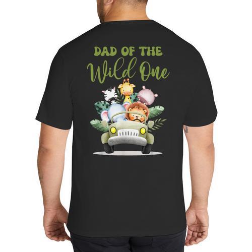 Dad Of The Wild One 1st Birthday Safari Family Matching Big And Tall Men's T-Shirt Back Print - Father's Day Fun