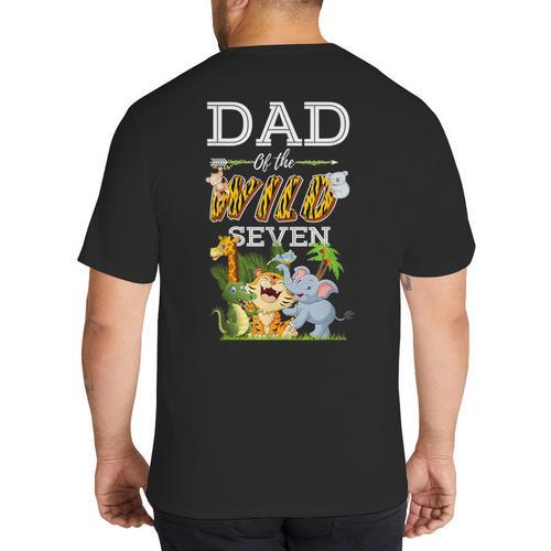 Dad Of The Wild Seven Animal Safari 7th Birthday Party Big And Tall Men's T-Shirt Back Print - Father's Day Fun