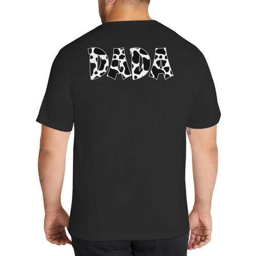 Dada Cow Print Cow Pattern Cow Dad Father's Day Daddy Cow Big And Tall Men's T-Shirt Back Print - Father's Day Fun