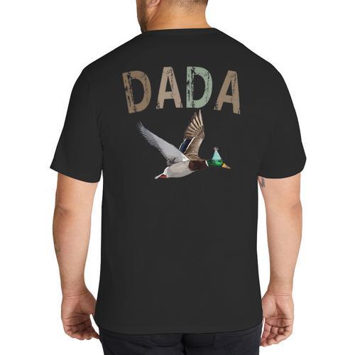 Dada Duck Hunting One Lucky Duck 1st Birthday Family Party Big And Tall Men's T-Shirt Back Print - Father's Day Fun