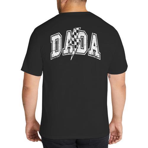 Dada Lightning Bolt Checkered Varsity Dad Men Father's Day Big And Tall Men's T-Shirt Back Print - Father's Day Fun