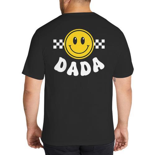 Dada One Happy Dude Birthday Theme 1st Family Matching Mom Big And Tall Men's T-Shirt Back Print - Father's Day Fun