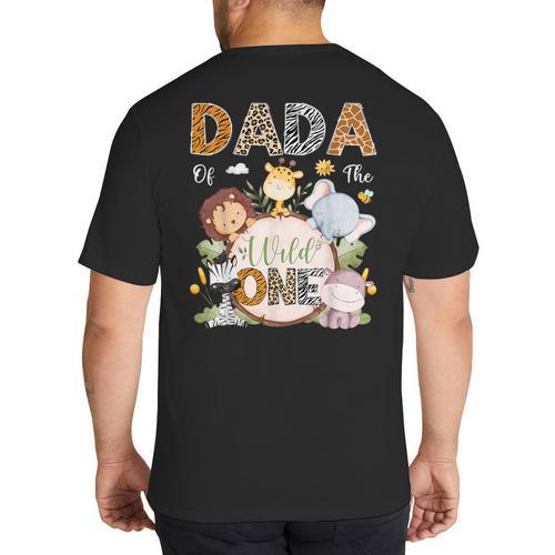 Dada Of The Wild One 1St Birthday Safari Jungle Animals Big And Tall Men's T-Shirt Back Print - Father's Day Fun