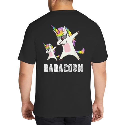 Dadacorn Shirt Unicorn Dad And Baby Best Father Big And Tall Men's T-Shirt Back Print - Father's Day Fun
