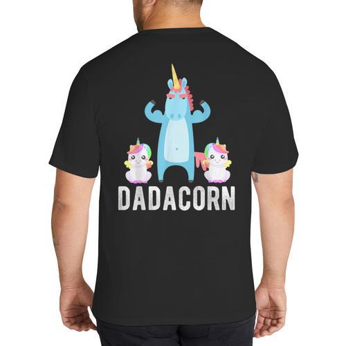 Dadacorn Unicorn Lover Tee For Papa Dad And Kid Big And Tall Men's T-Shirt Back Print - Father's Day Fun