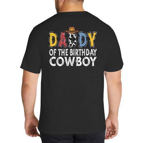 Daddy 1st Birthday Cowboy Western Daddy Birthday Boy Big And Tall Men's T-Shirt Back Print - Father's Day Fun