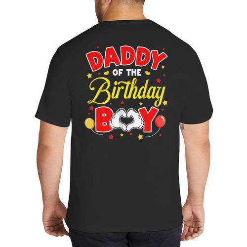 Daddy Of The Birthday Boy Matching Dad Son Family Birthday Big And Tall Men's T-Shirt Back Print - Father's Day Fun