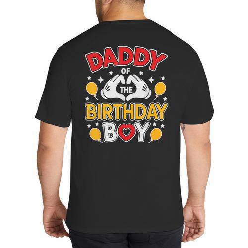 Daddy Of The Birthday Boy Shirt Matching Dad Son Family Bday Big And Tall Men's T-Shirt Back Print - Father's Day Fun