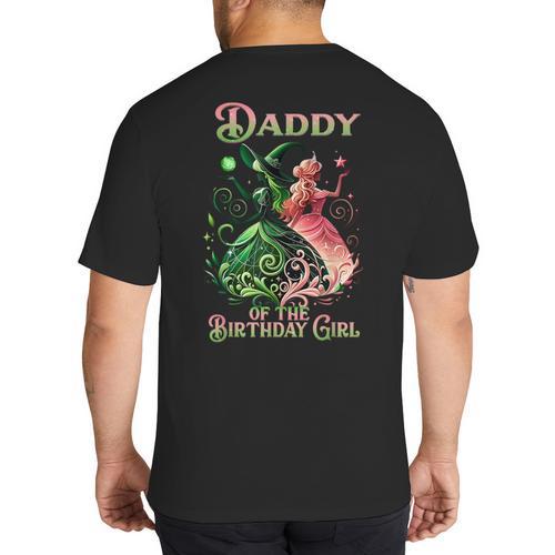 Daddy Of The Birthday Girl Pink And Green Family Matching Big And Tall Men's T-Shirt Back Print - Father's Day Fun