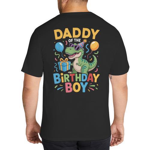 Daddy Of The Birthday Party Outfit Dinosaur Squad Dad Big And Tall Men's T-Shirt Back Print - Father's Day Fun