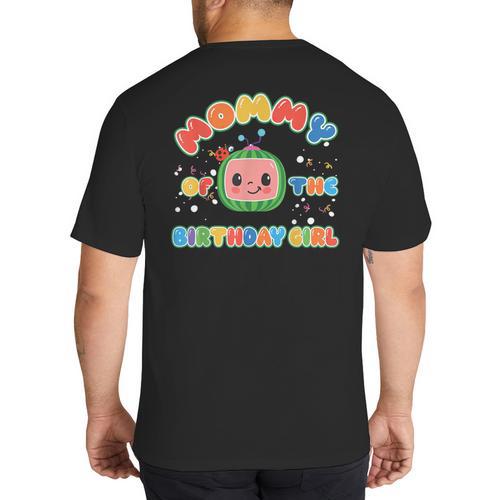 Daddy Mommy Of The Birthday Girl Melon Family Matching Big And Tall Men's T-Shirt Back Print - Father's Day Fun