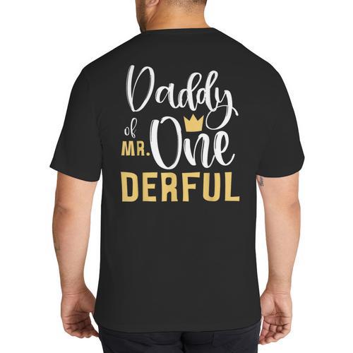 Daddy Of Mr Onederful 1st Birthday First One-Derful Matching Big And Tall Men's T-Shirt Back Print - Father's Day Fun