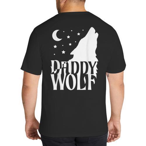Daddy Wolf Matching Family Tribe Wolves Moon Big And Tall Men's T-Shirt Back Print - Father's Day Fun