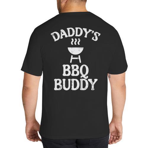 Daddys BBQ Buddy Cute Barbecue Family Match Boys Girls Kids Big And Tall Men's T-Shirt Back Print - Father's Day Fun