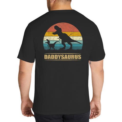 Daddysaurus Dad T Rex Dinosaur Men Big And Tall Men's T-Shirt Back Print - Father's Day Fun