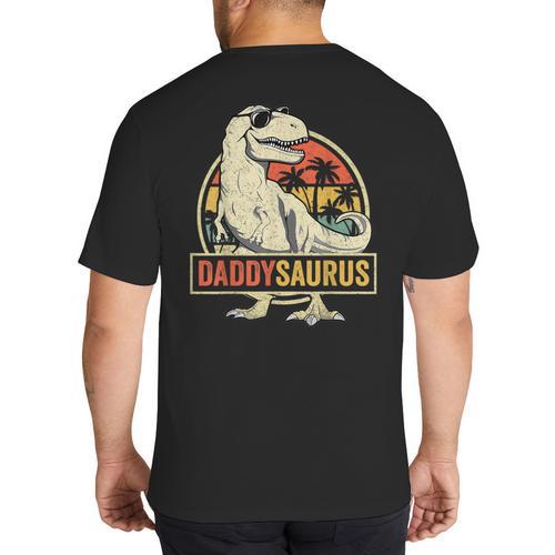 Daddysaurus Shirt T-Rex Dad Dinosaur Big And Tall Men's T-Shirt Back Print - Father's Day Fun