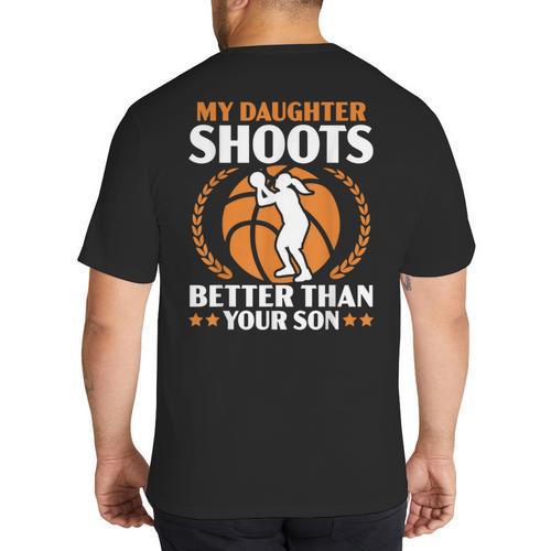 Daughter Basketball Sport Basketball Dad Mom Basketball Fan Big And Tall Men's T-Shirt Back Print - Father's Day Fun