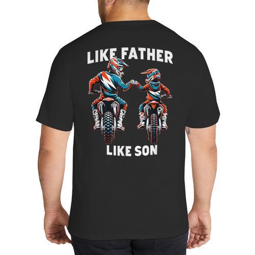 Dirt Bike Family Father Son Motocross Off-Road MX Dad Boys Big And Tall Men's T-Shirt Back Print - Father's Day Fun