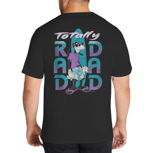 Disney Goofy Totally Rad Dad Father’s Day Surfing Distressed Big And Tall Men's T-Shirt Back Print - Father's Day Fun