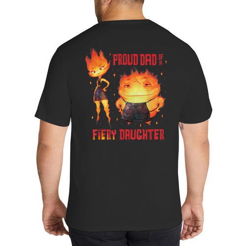 Disney And Pixar’s Elemental Proud Dad Of a Fiery Daughter Big And Tall Men's T-Shirt Back Print - Father's Day Fun