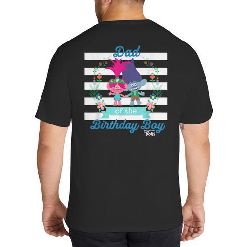 DreamWorks Trolls Dad Of The Birthday Boy Big And Tall Men's T-Shirt Back Print - Father's Day Fun