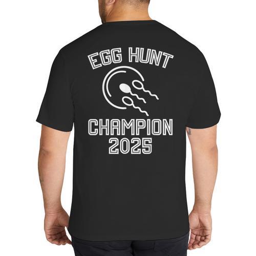 Egg Hunt Champion 2025 First Time Dad Pregnancy Reveal Big And Tall Men's T-Shirt Back Print - Father's Day Fun