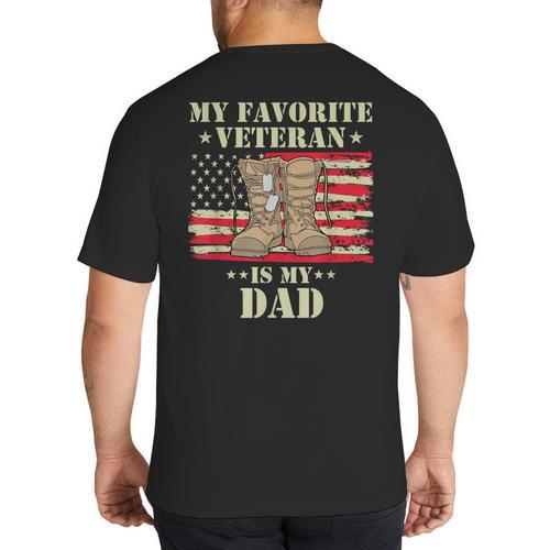 Father Veterans Day My Favorite Veteran Is My Dad Proud Kids Big And Tall Men's T-Shirt Back Print - Father's Day Fun