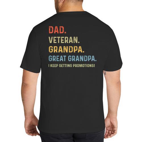 Fathers Day Dad Veteran Grandpa Great Grandpa Big And Tall Men's T-Shirt Back Print - Father's Day Fun